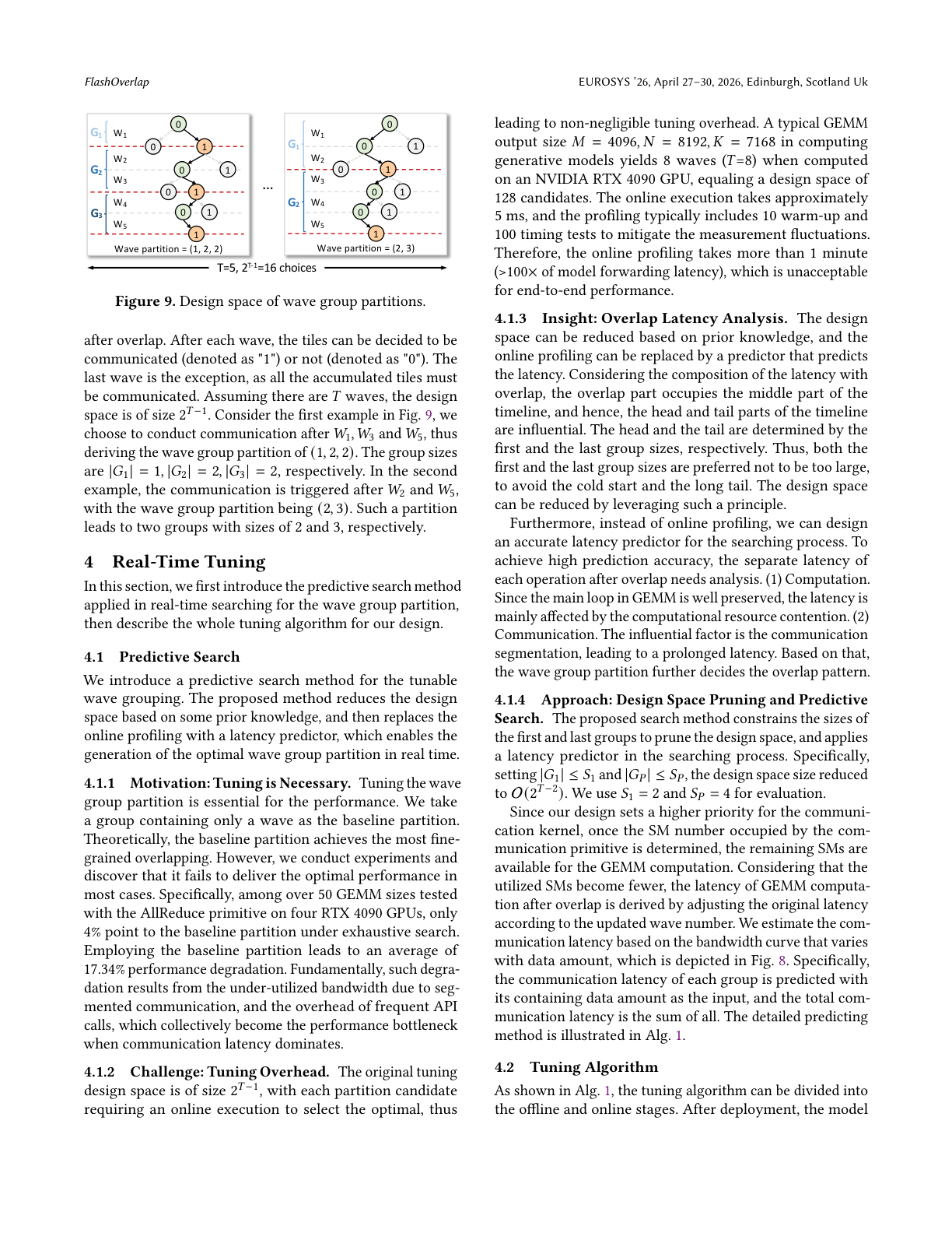 Figure 7: Example of four wave group partitions